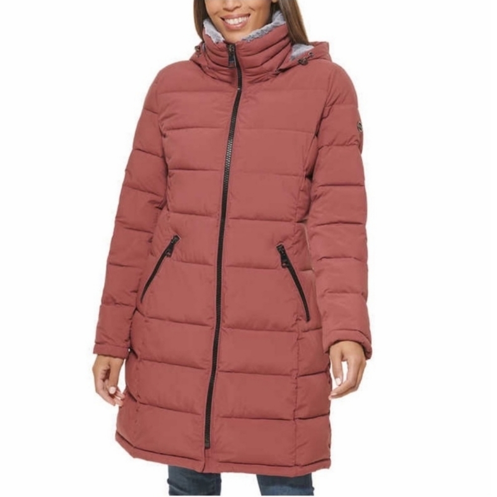 Andrew Marc Ladies Long Stretch Parka - pink - small